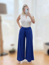 CALÇA PALAZZO DE MESA KLEIN AZUL