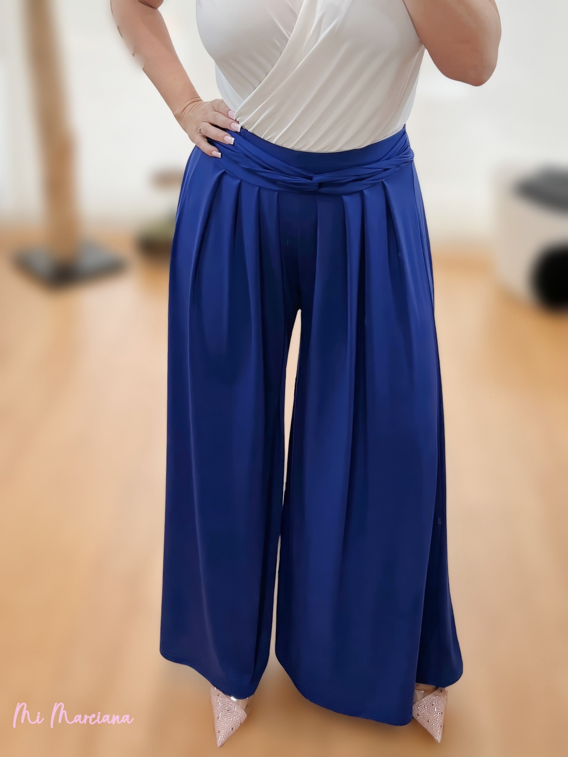 PANTALON PALAZZO TABLAS AZUL KLEIN