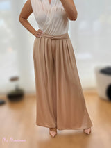 PANTALON PALAZZO TABLAS BEIGE