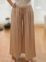 PANTALON PALAZZO TABLAS BEIGE