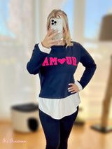 CAMISA AMOUR NAVY PLUSH COM CAMISA