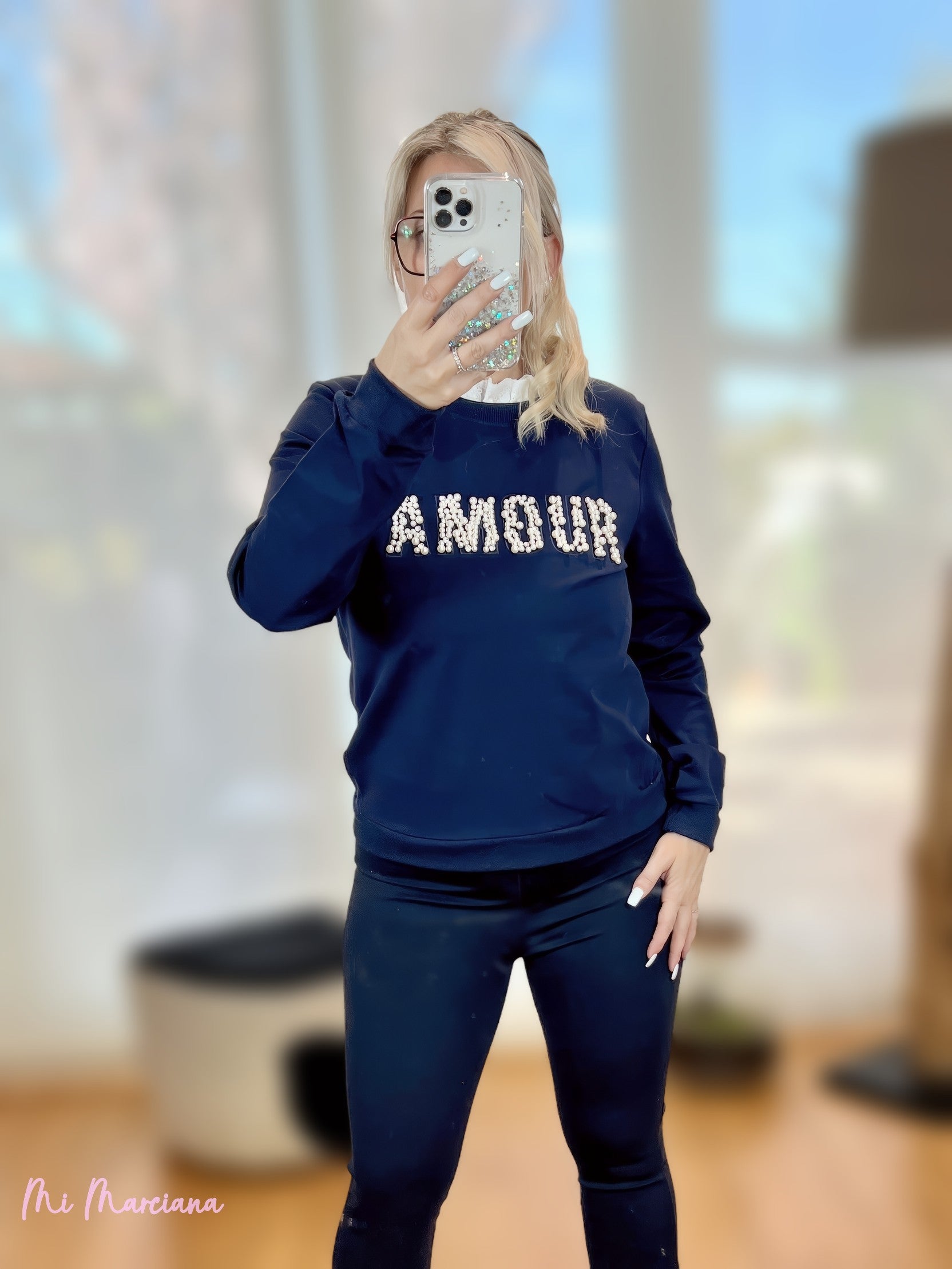 SUDADERA AMOUR PERLAS MARINO