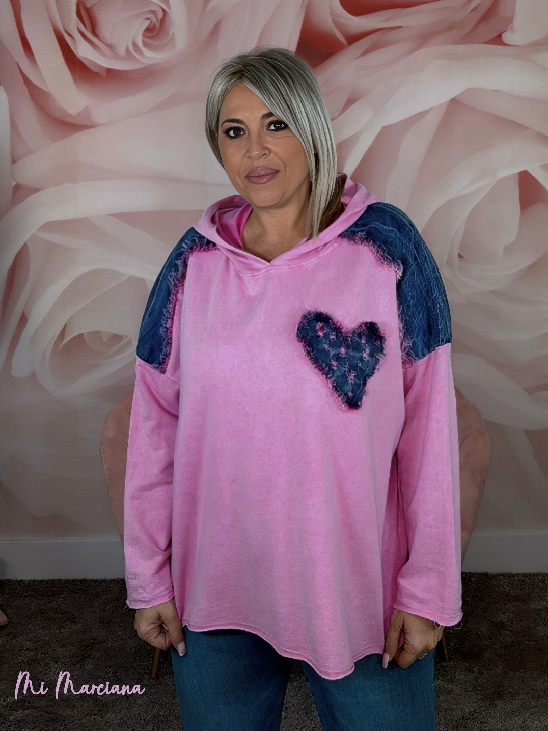 MAXI SUDADERA COMBI VAQUERA CORAZON