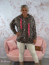 SUDADERA OVERSIZE LEOPARDO LETRAS FLUOR