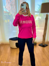 SUDADERA AMOUR PERLAS FUCSIA - Mi Marciana