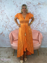 VESTIDO ASIMÉTRICO GOLDEN  NARANJA