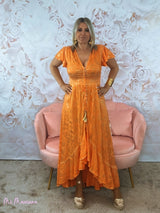 VESTIDO ASIMÉTRICO GOLDEN  NARANJA