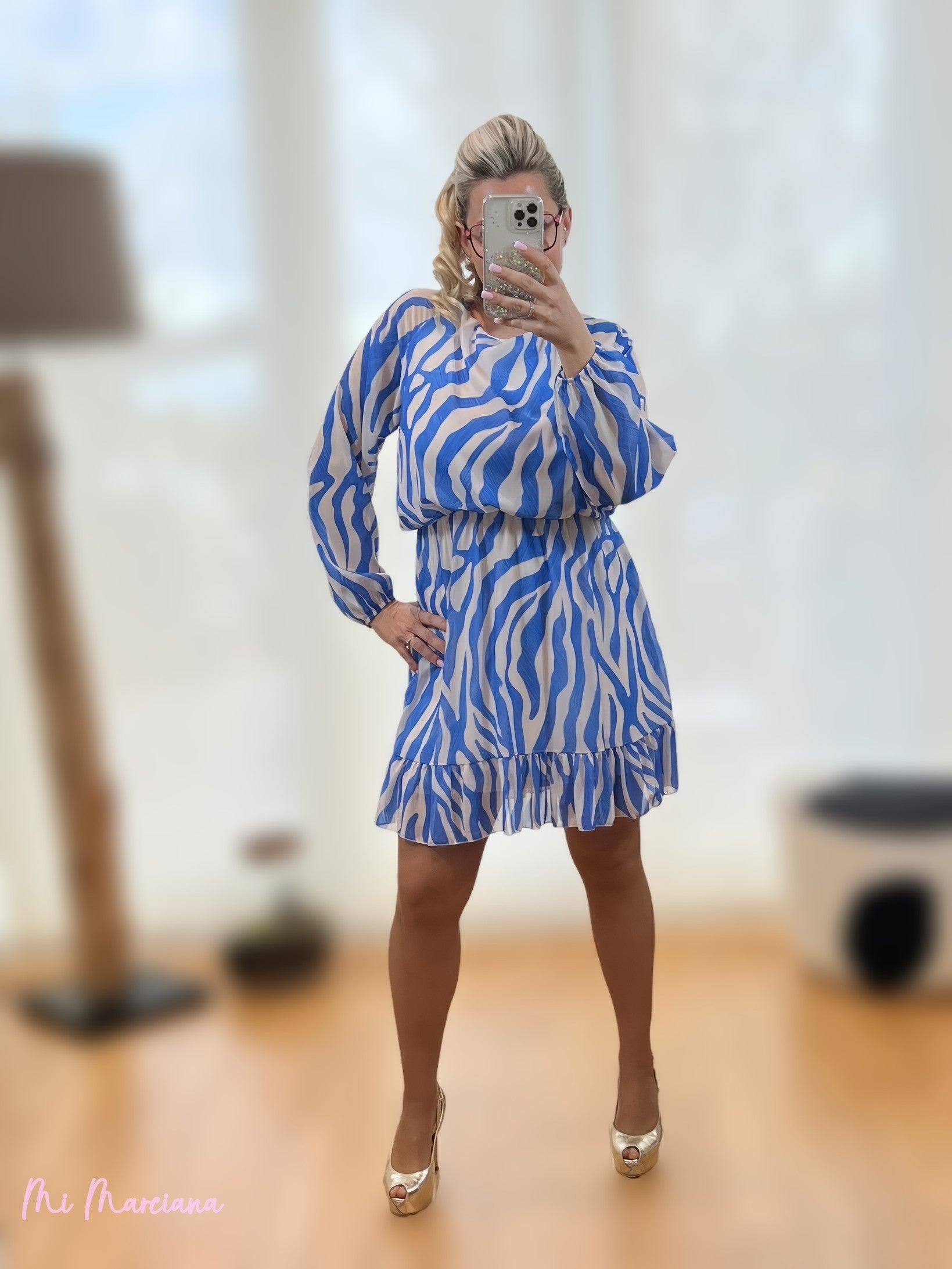 VESTIDO GASA ESTAMPADO AZUL