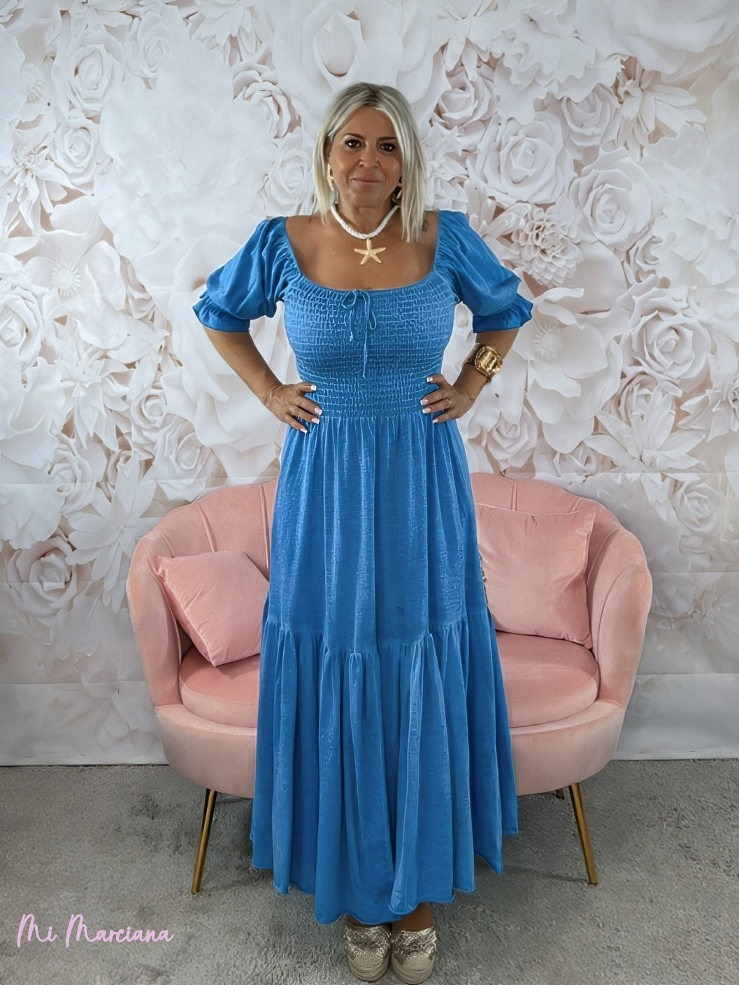 VESTIDO IBIZA LISO ALGODÓN LAVADO AZUL ÍNDIGO