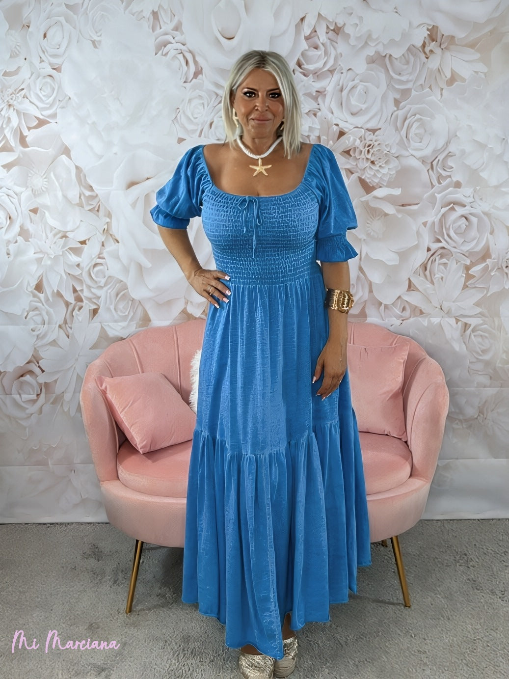 VESTIDO IBIZA LISO ALGODÓN LAVADO AZUL ÍNDIGO