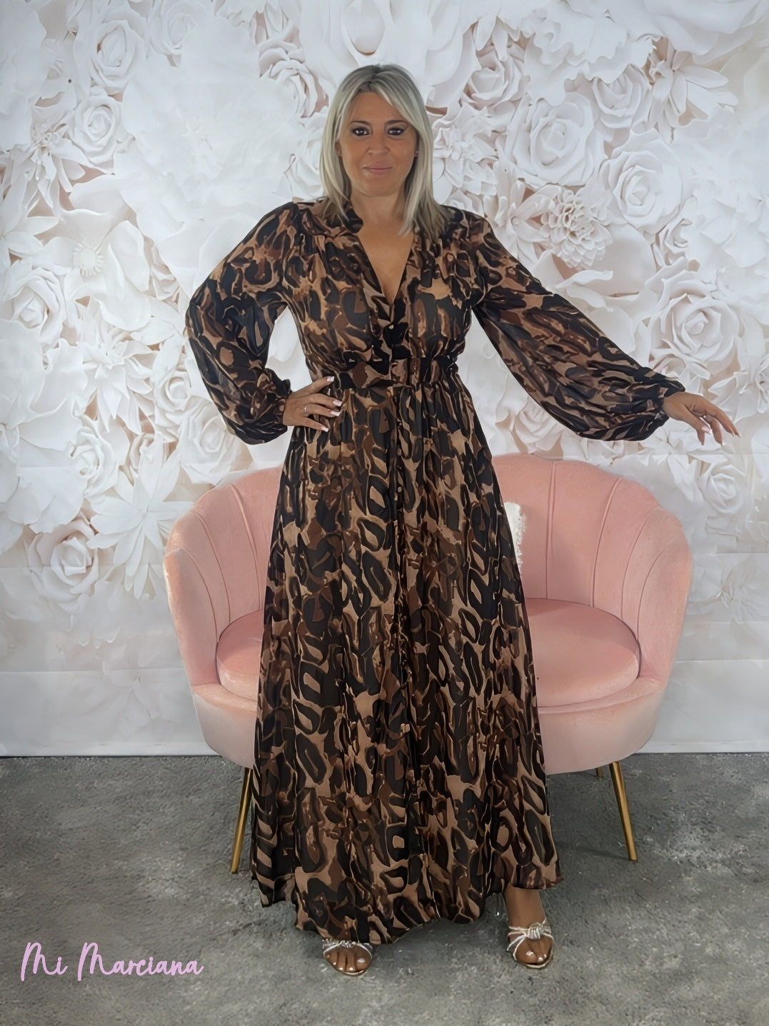 VESTIDO LARGO BOTONES LEOPARDO