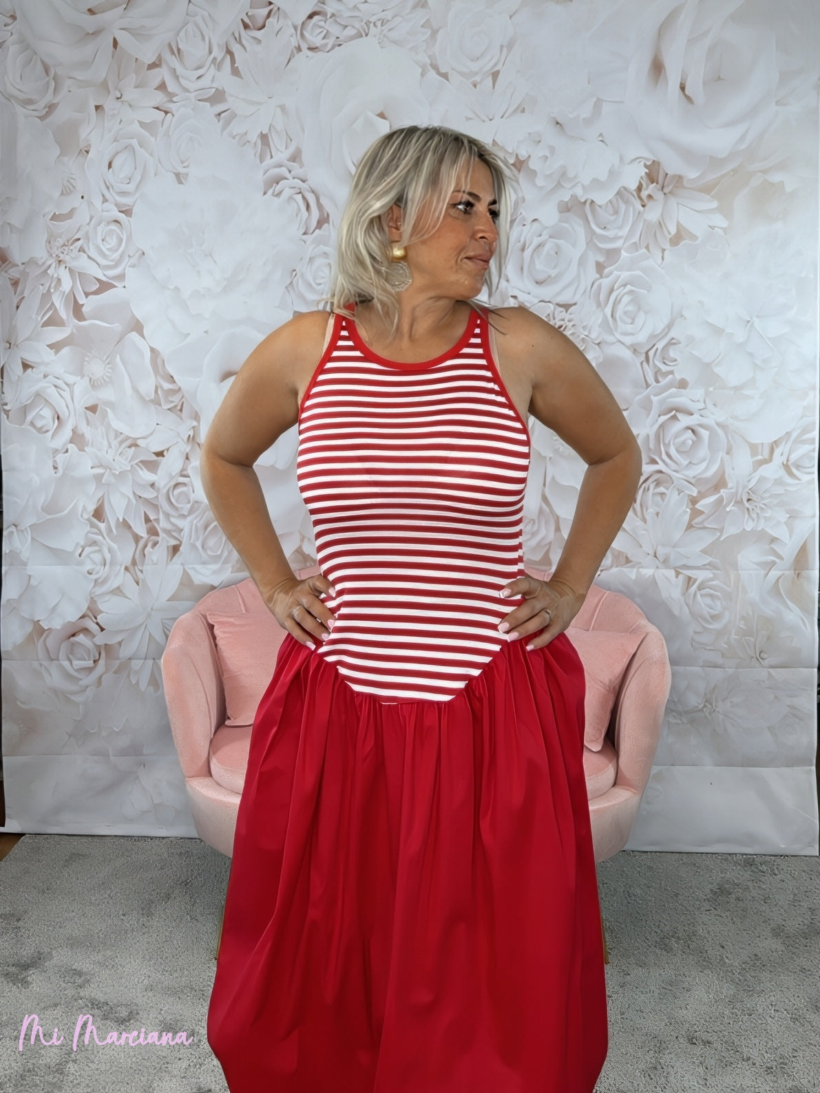 VESTIDO MIDI VENEZA VERMELHO