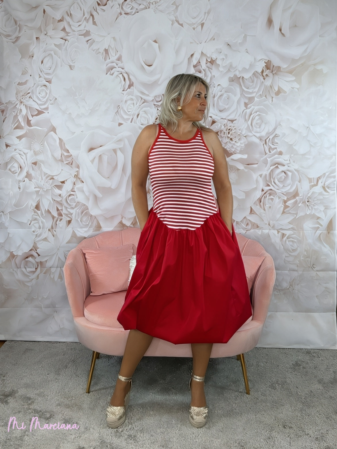 VESTIDO MIDI VENEZA VERMELHO