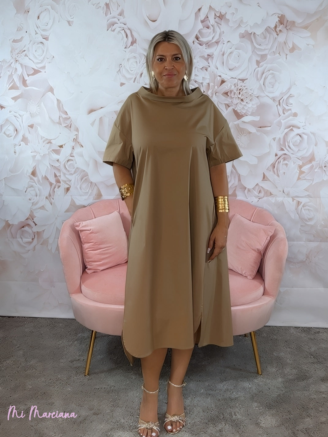 VESTIDO MIDI WENDY TRENDY CAMEL