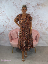 VESTIDO OVERSIZE ANIMAL PRINT ESCOTE PICO MANGAS