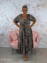 VESTIDO OVERSIZE ANIMAL PRINT ESCOTE PICO MANGAS