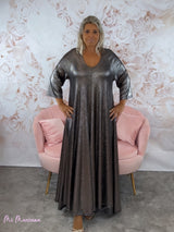 VESTIDO OVERSIZE PICO LUREX GRIS PLOMO