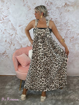 VESTIDO PICHI LINO ANIMAL PRINT BEIGE