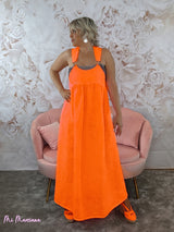 VESTIDO PICHI LINO NARANJA FLUOR