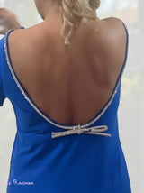 VESTIDO CAMISOLA KLEIN AZUL COM CORDÃO BRILHANTE