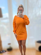 VESTIDO CAMISOLA LARANJA COM CORDÃO BRILHANTE