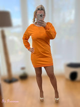 VESTIDO CAMISOLA LARANJA COM CORDÃO BRILHANTE