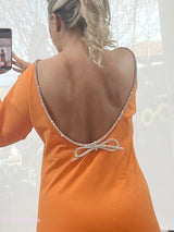 VESTIDO CAMISOLA LARANJA COM CORDÃO BRILHANTE