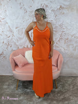 VESTIDO TIRANTE LINO NARANJA