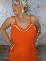 VESTIDO TIRANTE LINO NARANJA