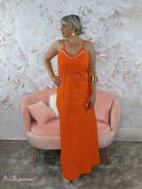 VESTIDO TIRANTE LINO NARANJA