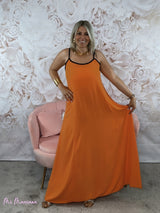 VESTIDO TIRANTES RIBETES CORAL