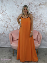 VESTIDO TIRANTES RIBETES CORAL