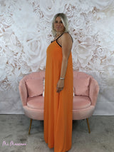 VESTIDO TIRANTES RIBETES CORAL