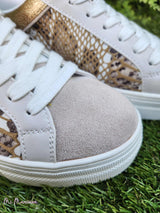 SNEAKERS BEIGE E ORO STAMPA ANIMALIER