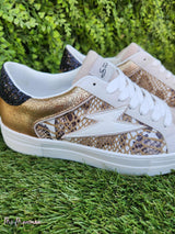 SNEAKERS BEIGE E ORO STAMPA ANIMALIER