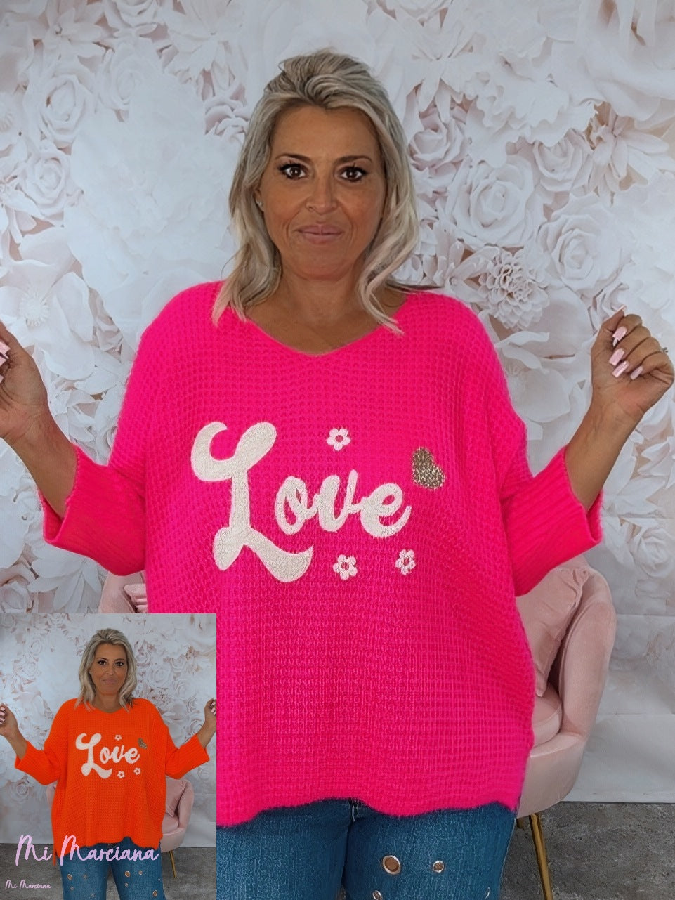 JERSEY OVERSIZE PUNTO GRANDE LOVE FLUOR