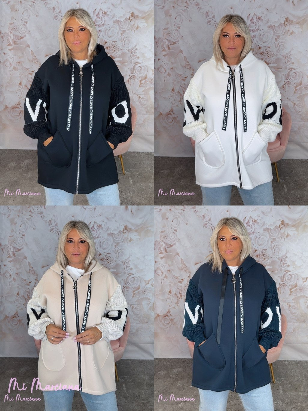 CHAQUETA OVERSIZE MANGAS PUNTO CAPUCHA